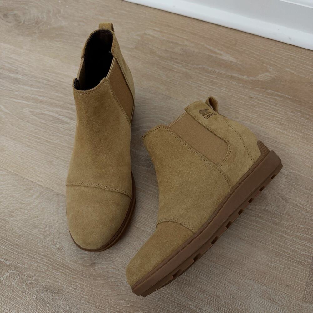 Women’s Sorel Evie II Chelsea Boot Suede Caribou Buff Size 8 - Picture 2 of 10